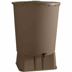 Récupérateur D'eau De Pluie Rond 500 L + Socle + Kit Raccord Chéneau - Taupe - BelliJardin - Taupe