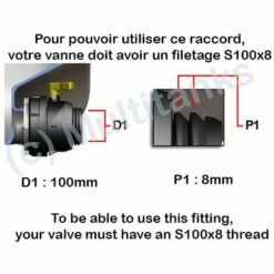 MULTITANKS Raccord S100x8 - Robinet Laiton Chromé Sortie 20x27 Cannelé 15mm - 3/4'' BSP -Recuperation de pluie Magasin 1634264 2