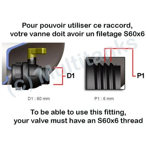 CPP Raccord Femelle 2" S60x6 - Male Cannelée Droit Ø 32mm - 32mm 4 CPP Raccord Femelle 2" S60x6 - Male Cannelée Droit Ø 32mm - 32mm – Image 2