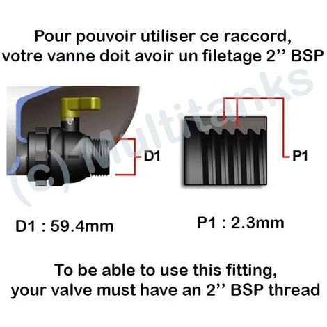 CPP Raccord Femelle 2'' BSP - Male 1''1/4 BSP - 1'' 1/4 BSP 4 CPP Raccord Femelle 2'' BSP - Male 1''1/4 BSP - 1'' 1/4 BSP – Image 2