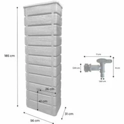 ALICE'S GARDEN Récupérateur D'eau Mural Grandval 300L Imitation Bois Beige Avec Kit Raccord Chéneau Inclus - Beige -Recuperation de pluie Magasin 34046565 4