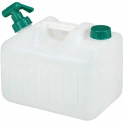 Relaxdays Bidon D’eau Avec Robinet, 10 Litres, Plastique Sans BPA, Couvercle, Poignée, Réservoir, Blanc/vert -Recuperation de pluie Magasin 35401022 2
