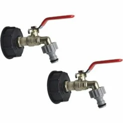 ALMI Robinet Cuve 1000L,Robinet Pour IBC Robinet Recuperateur Eau De Pluie Adaptateur De Cuve Robinet,Adaptateur De Réservoir De Vidange,Robinet En Laiton Fabriqué En PP Filetage Gros 60 Mm (Red 1/2")