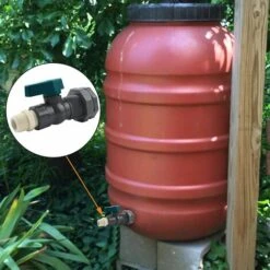 LITZEE Connecteur Réservoirs D'eau En PVC Robinet Baril De Pluie En PVC 3/4 Pouce Avec Raccord De Cloison Et Adaptateur De Tuyau
