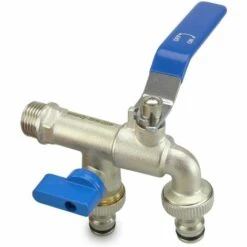 TINOR Robinet Haut De Gamme Avec Double Sortie, Robinet De Soutirage 1/2" X3/4" X3/4" – Résistant à La Rouille Et Au Gel Avec 2 Raccordements Tuyaux Pour Jardin, Machine à Laver Ou Citernes. -Recuperation de pluie Magasin 55018682 3