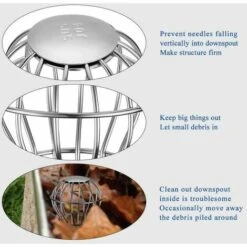 CHANCEY Crépine De Filtre En Acier Inoxydable 304 De Garde De Gouttière, Arrête Le Blocage Des Graines De Feuilles Et D'autres Outils De Nettoyage De Gouttièr - 38mm,SEMAket,argent -Recuperation de pluie Magasin 56094551 5