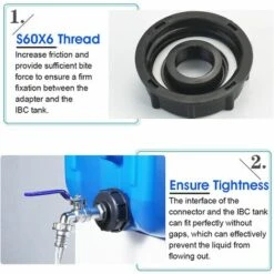 TRIOMPHE Adaptateur De Réservoir De Vidange IBC S60x6 Vanne Robinet 3/4'' Adaptateur De Robinet De Réservoir IBC Adaptateur De Cuve Adaptateur De Réservoir D'eau Robinet à Boisseau Sphérique，T-Audace -Recuperation de pluie Magasin 56493163 4