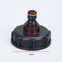 FONTAINEBLEAU Adaptateur De Réservoir IBC, Couvercle De Réservoir De Stockage à Gros Fil S60x6, Adaptateur De Robinet D'eau 1/2 " Fonepro Noir -Recuperation de pluie Magasin 57582085 2