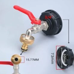 READCLY IBC Robinet Cuve 1000L Robinet Recuperateur Eau De Pluie, Adaptateur De Réservoir D'eau IBC 1/2" Double Robinet Recuperateur Eau De Pluie,Robinet En Laiton En Fabriqué En PP Filetage Gros 60 MM (3/4) -Recuperation de pluie Magasin 57816404 2