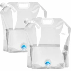 TRIOMPHE 2 Pièces Réservoir D'eau Sac D'eau Pliable PE Conteneur D'eau Sac De Stockage D'eau Pliant Poche D'eau 10L Grande Capacité Bidons Pour Eau Potable 5L Voiture Portable Sacs D'hydratation Avec Robinet（Transparent），T-Audace