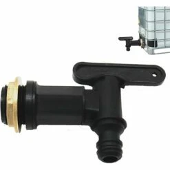ABCRITAL Raccord Cuve Eau De Pluie Adaptateur Ibc Avec Robinet Ibc Adaptateur De Cuve Adaptateur Ibc De Réservoir En Plastique Adaptateur De Robinet Ibc Pour Réservoir De Stockage D'Eau De Pluie Noir 25,4 Mm