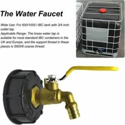 SINCèREETALI Pour IBC Adaptateur De Cuve Robinet Sortie Raccord Vanne Robinet Raccords De Tuyau D'arrosag Convient Aux Réservoirs De Stockage Pour IBC De 600/1000 L Avec Sortie D'eau De 3/4 Pouce. -Recuperation de pluie Magasin 63819113 5