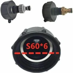 SINCèREETALI Mamelon à Connexion Rapide Pour Réservoir 1000L, Raccord S60X6 IBC Raccord De Robinet Multi-réservoirs, Connecteur De Tuyau Pour Adaptateur De Réservoir IBC (sortie En Plastique, 3/4') -Recuperation de pluie Magasin 63820174 3