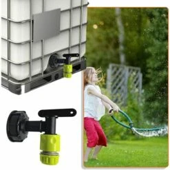 SINCèREETALI Adaptateur , Adaptateur De Réservoir S60x6 Vanne Robinet 3/4'', Plastique Robinet De Sortie D'eau Valve De Remplacement Pièces De Raccord Pour Récupérateurs Eau De Pluie -Recuperation de pluie Magasin 63821547 3