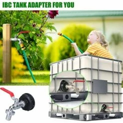 HIASDFLS Robinet Cuve 1000L Recuperateur Eau De Pluie, Adaptateur Réservoir D'eau IBC 1/2' Double Pluie,Robinet En Matériau Alliage Fabriqué PP Filetage Gros 60 Mm -Recuperation de pluie Magasin 64072350 4