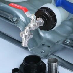 MERéTéET Robinet Cuve 1000L Recuperateur Eau De Pluie, Adaptateur Réservoir D'eau 1/2' Double Pluie,Robinet En Matériau Alliage Fabriqué PP Filetage Gros 60 Mm,noir 1 Pièce，KoleZy -Recuperation de pluie Magasin 64706992 3