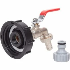 Devenirriche Robinet Cuve 1000L Robinet Recuperateur Eau De Pluie, Adaptateur De Réservoir D'eau IBC 1/2" Double Robinet Recuperateur Eau De Pluie,Robinet En Laiton Fabriqué En PP Filetage Gros 60 Mm (1pc) -Recuperation de pluie Magasin 64756271 4