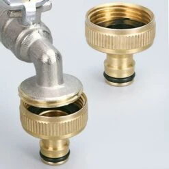 BAICCCF Robinet De Cuve De Récupération D'eau Connecteur De Robinet Avec Filetage G3/4 Pouces, Connecteur De Robinet Pour Un Débit D'eau élevé, Matériau En Cuivre Pur, Or, 2 Pièces -Recuperation de pluie Magasin 64771394 3