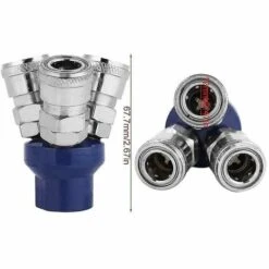 BAICCCF Robinet De Cuve De Récupération D'eau Coupleur Rapide Pneumatique à 3 Voies Connecteur De Connexion Rapide à Prise Femelle Bspt 1/4 Pouce -Recuperation de pluie Magasin 64771427 2