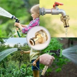 BAICCCF Autres Accessoires De Robinetterie Connecteur De Robinet De Jardin En Laiton 2 Pièces, Accessoires De Connecteur De Tuyau D'arrosage Connecteur De Tuyau D'eau De 3/4 Pouces, Adapté Au Robinet De Tuyau D'arrosage, La -Recuperation de pluie Magasin 64771434 3