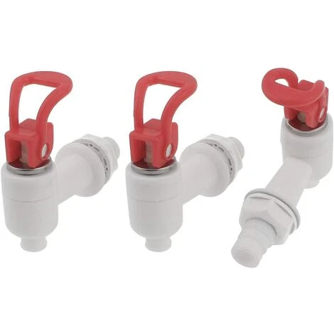 LLOVE 3pcs Robinets De Distributeur D'eau En Plastique 12mm Fileté En Plastique Rouge Blanc 3 LLOVE 3pcs Robinets De Distributeur D'eau En Plastique 12mm Fileté En Plastique Rouge Blanc