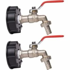 LLOVE Robinet Cuve 1000L Robinet Recuperateur Eau De Pluie, Adaptateur De Réservoir D'eau IBC 1/2" Double Robinet Recuperateur Eau De Pluie,Robinet En Laiton Fabriqué En PP Filetage Gros 60 Mm (2pcs)