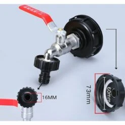 MèREÉTERNEL Robinet Cuve 1000L Avec Adaptateur Robinet Tuyau Arrosage, S60X6 IBC Raccord Robinet, Robinet De Jardin Pour Recuperateur Eau De Pluie (Adaptateur En Plastique 3/4") Ternel -Recuperation de pluie Magasin 65182898 3