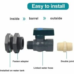 LADACèE Connecteur Réservoirs D'eau En PVC Robinet Baril De Pluie En PVC 3/4 Pouce Avec Raccord De Cloison Et Adaptateur De Tuyau -Recuperation de pluie Magasin 65615889 4