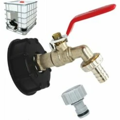 1000L S60X6 IBC Tap Connector With 1/2" Hose Connector, Drain Tank Adapter, For Garden Tap, For Tank Adapter (1 Piece),Adélala