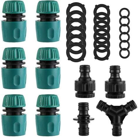 BAICCCF Robinet De Cuve De Récupération D'eau Connecteurs Rapides En Plastique Pour Tuyau D'arrosage, Lot De 10 (6 Connecteurs Rapides De Tuyau, 1 Connecteur Double, 2 Adaptateurs De Robinet Filetés, 1 Séparateur En Y), 6 Rondelles De Tuyau 3 BAICCCF Robinet De Cuve De Récupération D'eau Connecteurs Rapides En Plastique Pour Tuyau D'arrosage, Lot De 10 (6 Connecteurs Rapides De Tuyau, 1 Connecteur Double, 2 Adaptateurs De Robinet Filetés, 1 Séparateur En Y), 6 Rondelles De Tuyau