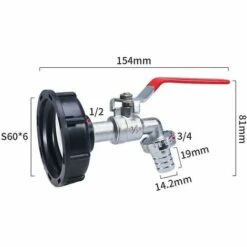 BAICCCF Robinet De Cuve De Récupération D'eau 1pcs Adaptateur De Réservoir Ibc 1/2 "connecteur Fileté, Collecteur D'eau De Pluie De Robinet De Réservoir De Robinet, Connecteur De Sortie De Robinet Robinet Robinet Raccords De Tuyau D'arrosage 15,4 * 8,1 Cm -Recuperation de pluie Magasin 66995177 2