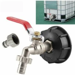 BAICCCF Robinet De Cuve De Récupération D'eau Pièces Robinet De Réservoir De Collecte D'eau, Adaptateur Ibc 1000l Adaptateur De Réservoir Ibc Adaptateur De Réservoir S60x6 Pour Robinet De Jardin En Laiton -Recuperation de pluie Magasin 66995426 2