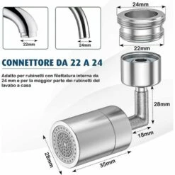 BAICCCF Robinet De Cuve De Récupération D'eau 1 Pièces, Aérateur De Robinet Pivotant Silve720, Aérateur à Double Fonction Grand Angle, Aérateur Rotatif, Robinet De Pulvérisateur Pour Cuisine, Salle De Bain Avec Adaptateurs De Buse M22 M24 -Recuperation de pluie Magasin 66995457 2