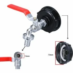 KARTOKNER Robinet Cuve Avec Adaptateur Robinet Arrosage, S60X6 IBC Raccord Robinet, Robinet De Jardin Pour Recuperateur Eau De Pluie (Mélangeur En Alliage 1/2" + Bec En Alliage) -Recuperation de pluie Magasin 67453473 2