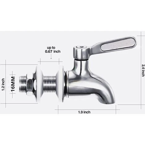 QERSTA Remplacement De Robinet De Distributeur De Boissons,Robinet De Tonneau Du Vin Et De La Bière Ou De Boisson En Acier Inoxydable, Inusable,16mm Robinet De Rechange Pour Distributeur,une Pièce, Argent,Fonepro 4 QERSTA Remplacement De Robinet De Distributeur De Boissons,Robinet De Tonneau Du Vin Et De La Bière Ou De Boisson En Acier Inoxydable, Inusable,16mm Robinet De Rechange Pour Distributeur,une Pièce, Argent,Fonepro – Image 2