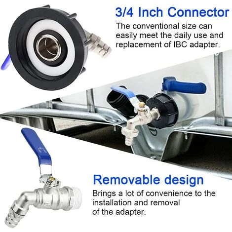 FLYME Adaptateur De Réservoir De Vidange IBC S60x6 Vanne Robinet 3/4'' Adaptateur De Robinet De Réservoir IBC Adaptateur De Cuve Adaptateur De Réservoir D'eau Robinet à Boisseau Sphérique 5 FLYME Adaptateur De Réservoir De Vidange IBC S60x6 Vanne Robinet 3/4'' Adaptateur De Robinet De Réservoir IBC Adaptateur De Cuve Adaptateur De Réservoir D'eau Robinet à Boisseau Sphérique – Image 3