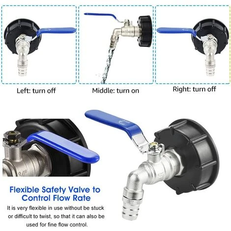 FLYME Adaptateur De Réservoir De Vidange IBC S60x6 Vanne Robinet 3/4'' Adaptateur De Robinet De Réservoir IBC Adaptateur De Cuve Adaptateur De Réservoir D'eau Robinet à Boisseau Sphérique 7 FLYME Adaptateur De Réservoir De Vidange IBC S60x6 Vanne Robinet 3/4'' Adaptateur De Robinet De Réservoir IBC Adaptateur De Cuve Adaptateur De Réservoir D'eau Robinet à Boisseau Sphérique – Image 5
