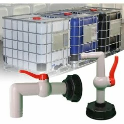 FLYME DN40/50 Raccord Robinet En Plastique Sortie 20mm 90 Degrés, Adaptateur De Réservoir De Vidange IBC, IBC Adaptateur De Réservoir/cuve,Robinet Sortie Cuve -Recuperation de pluie Magasin 67637372 5