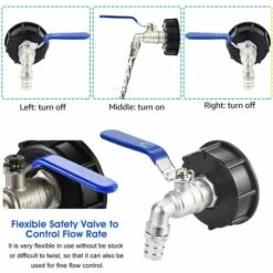 FLYME Adaptateur De Réservoir De Vidange IBC S60x6 Vanne Robinet 3/4'' Adaptateur De Robinet De Réservoir IBC Adaptateur De Cuve Adaptateur De Réservoir D'eau Robinet à Boisseau Sphérique -Recuperation de pluie Magasin 67806509 5