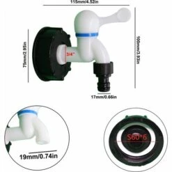 FLYME Adaptateur De Réservoir IBC S60x6 Vanne Robinet Robinet En Plastique Connecteur De Tuyau Tonne Baril Raccord Adaptateur Pour Récupérateurs Eau De Pluie Raccord Sortie Raccord -Recuperation de pluie Magasin 67812355 2